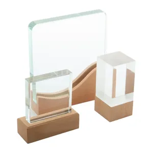 Trophée Rectofi personnalisable en verre et bois, trophées, médailles et plaques de merchandising haut de gamme - Product Image 6