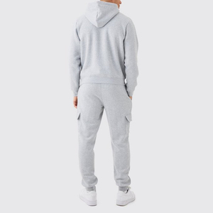 Custom light grey sweatsuit factory manufactured wholesale heavyweight side pocket tracksuits for men - Product Image 3