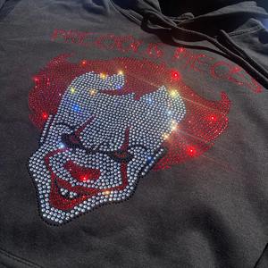 Alta calidad para personalizar Rhinestone Logo Hoodie Hombres Zip up Moda Rhinestone Hoodie Full Zip up Hoodie Rhinestone - Product Image 5