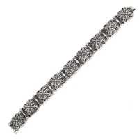 NUSRET Bracelet/Bracelet jonc ethnique en argent sterling 925 avec motif ajouré, design carré bombé, bracelet fin 45,56g 19,5cm