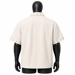Camisa Oversize Personalizada para Hombre con Cremallera, Manga Corta, Corte Holgado, Estilo Urbano, Estampado Gráfico de Estrellas, Venta al por Mayor OEM - Product Image 2