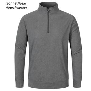 Sudadera Ligera para Hombre con Cierre de Cremallera de un Cuarto, Estilo Casual, Manga Larga, Cuello Alto Simulado - Product Image 3