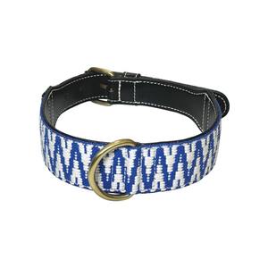 Collier de chien personnalisé en cuir rayé bleu personnalisé réglable durable léger mode tailles personnalisées disponibles malaisien - Product Image 2