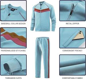 Chándal deportivo informal de 2 piezas de algodón 100% para hombre, cremallera completa, cuello con capucha, transpirable, manga larga, entrenamiento, Jogging, trajes para - Product Image 3