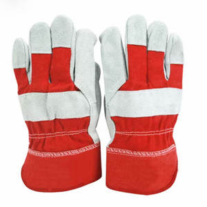 Gants de travail en cuir de vachette pour adultes Gants de construction et de soudage respirants Style uni résistant à la chaleur pour un usage quotidien - Product Image 1