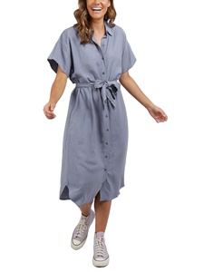 Robe chemise décontractée en lin et coton pour femme, manches courtes, boutonnée sur le devant, longueur midi, ourlet asymétrique, taille nouée, couleur unie naturelle - Product Image 1