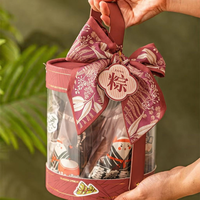 Boîte d'emballage transparente pour gâteaux Zongzi du Festival du Dragon Chinois, écologique, avec nœud en soie verte, portable, pour cadeaux, vente en gros