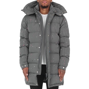 Vestes bouffantes d'hiver décontractées avec capuche réglable Camo noir en nylon pour hommes élégants - Product Image 1