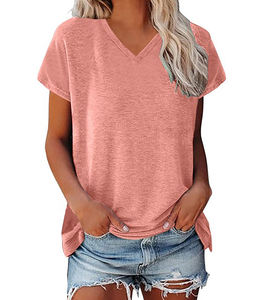 Camiseta de Mujer al por Mayor de Alta Calidad, Diseño Personalizado, Corte Regular Informal, 100% Algodón, Estilo Urbano, Logotipo Sólido, Cuello en V, Proveedor BD - Product Image 2