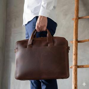 Sac messager en cuir véritable souple de luxe pour unisexe, léger, pour ordinateur portable, travail, affaires, bandoulière, sac de bureau - Product Image 4