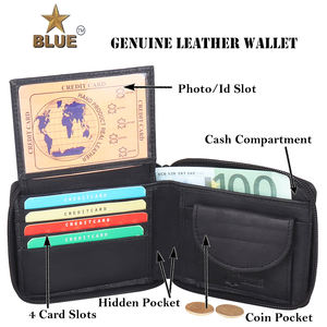 Cartera de Cuero para Hombre de Calidad Superior, Personalizada, Negra, con Múltiples Ranuras para Tarjetas, Cierre de Botón, Forro de Algodón, Duradera, Precio Bajo, India - Product Image 2