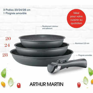 Juego de Utensilios de Cocina Arthur Martin AM521 de 4 Piezas de Acero Inoxidable, Diseño Clásico en Gris - Product Image 2