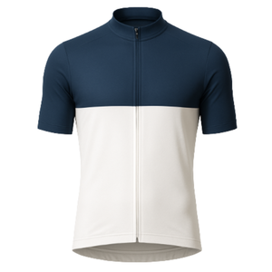 Maillot de cyclisme Aero Fit à blocs de couleur horizontaux, bleu marine et blanc, chemise de vélo à séchage rapide - Product Image 2