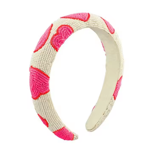 Bandeau été décor rouge blanc bleu perlé cheveux cerceau tissé perles éponge large bord bandeau cheveux Compression chapeaux pour femmes - Product Image 4