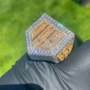 แหวนเงินแท้ 925 ชุบทอง 14K คุณภาพสูงสำหรับผู้ชาย รูปทรงพีระมิด ประดับเพชร สไตล์ฮิปฮอป เหมาะสำหรับงานแต่งงานและงานปาร์ตี้ - Product Image 3