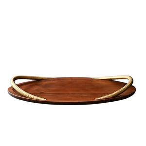 Plateau de service de luxe en acier inoxydable écologique avec poignées en forme de serpent doré, plateau de service de designer haut de gamme à un niveau pour une utilisation sur le bureau - Product Image 2