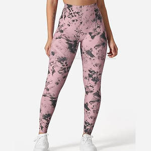 Leggings de yoga de gymnastique à taille élastique tie-dye pour femmes au meilleur prix pour des vêtements d'entraînement élégants - Product Image 1