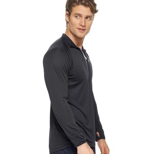 T-shirt de course à manches longues pour hommes Spandex Elastic Quick Dry Sports Bodybuilding Training Zipper Collar Shirts - Product Image 5