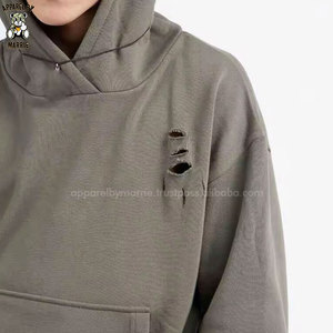 Custom Apparel Men Distress Hoodies Soft <b>Brushed</b> Fleece For Casual Wear Street Fashion <b>Outdoor</b> Activities And Leisure - Product Image 2
