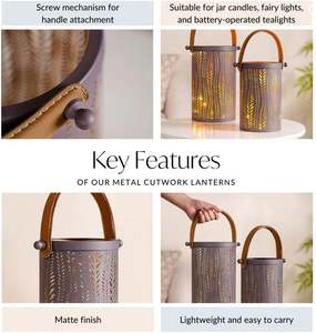 Juego de 2 faroles de Metal de alta calidad de latón AK, nuevo diseño único, tarro de vela hecho a mano de alta calidad para decoración de festivales - Product Image 4