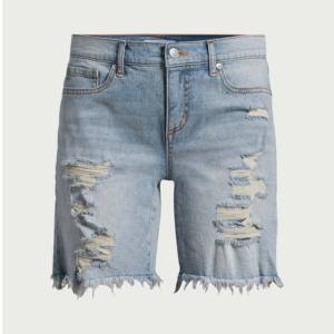 Short en jean vintage pour femme, bleu clair, taille mi-haute, en coton, respirant, décontracté, pour l'été, fermeture à boutons, confortable - Product Image 1