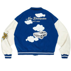 Chaqueta universitaria personalizada OEM para hombre, superventas, de manga larga, con parche de chenilla y bordado, ropa de calle con cuello levantado y logotipo en la parte delantera - Product Image 2