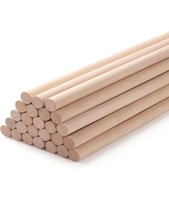 Espiga de madera de tamaño completo, redonda Natural macramé de haya, bambú o palo de madera para manualidades personalizadas DIY, fabricación de modelos colgantes de pared