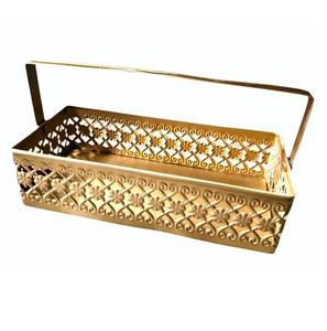 Panier en fil métallique doré pour la cuisine, les fruits et les boissons domestiques Panier de rangement en métal Conteneur Panier de haute qualité - Product Image 4