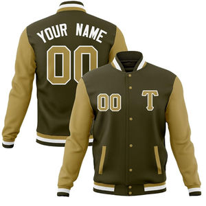 Veste de baseball varsity pour homme de haute qualité en gros, col montant, broderie sur le devant, solide, coupe-vent, style streetwear - Product Image 4