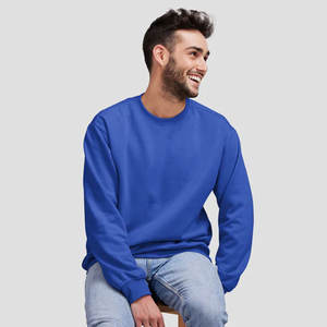 100% algodón cuello redondo sudadera de gran tamaño hombres moda suelta color sólido pulóver Sudadera Hombre - Product Image 1