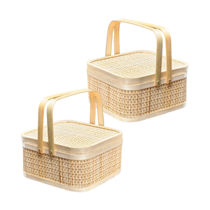 PANIER CADEAU en BAMBOU Design fait à la main Durable, réutilisable et parfait pour les paniers de fruits, les pique-niques ou le rangement Décoration intérieure - Product Image 1