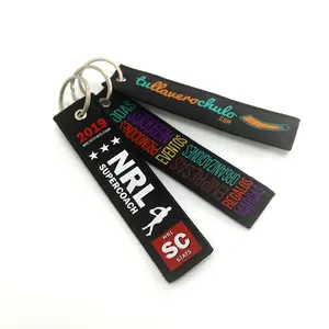 Wholesale Manufacture Customized Mixed Color Logo Plain Woven Fabric Sport Keychains Keyring for Souvenirs