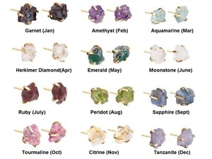 5-7mm Raw Birthstond Stone Gold Plated Prong Set <b>Stud</b> <b>Earrings</b> Handmade Dainty Minimalist Birthstone for Women - Product Image 4