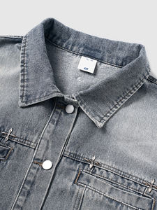 แจ็กเก็ตผ้ายีนส์หมุดย้ำสำหรับผู้ชายเสื้อผ้ายีนส์ออกแบบได้ตามต้องการ - Product Image 3