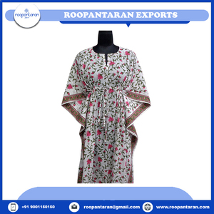 Dernier design de kaftan marocain, confortable et luxueux, grande taille, imprimé à la main, en voile de coton doux, kaftan de nuit au prix le plus bas - Product Image 6