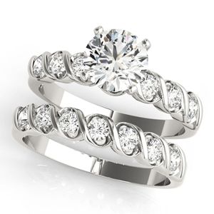 Round Cut Moissanite Prong Setting Bridal <b>Set</b> Heavy Design <b>Sterling</b> <b>Silver</b> Wedding <b>Ring</b> for Women - Product Image 1