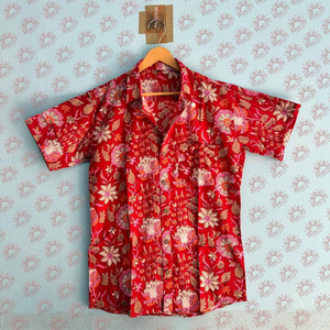 Hecho a mano 100% puro algodón hombres verano manga corta Floral playa impresa camisa para fiestas al aire libre - Product Image 1