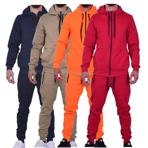 2025 pleine fermeture éclair Style printemps automne hommes athlétique sport survêtement décontracté 2 pièces couleur unie à capuche survêtement hommes survêtement ensemble - Product Image 1