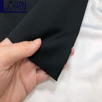 WP12080 Tissu satiné noir semi-mat 100% Polyester 150 g/m² léger tissé pour robes, doublure et entoilage de mariage, en stock, vente en gros