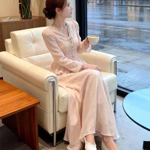 Vintage Pink Lace Two Piece Set Blouse & Long <b>Skirt</b> for Women OEM ODM - Product Image 3