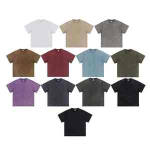 Camiseta holgada de manga corta de algodón puro con cuello pequeño de peso pesado americano para hombre - Product Image 6