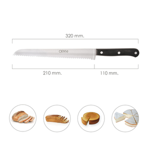 Coltello da pane Grenoble, lama in acciaio inossidabile, 20 cm, nero - Product Image 2