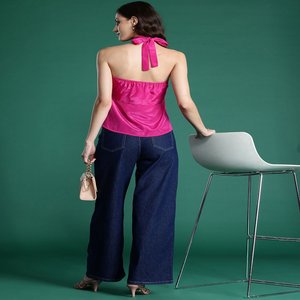 Halter Neck Satin Top avec sans manches Summer wear short Length Women'sTop - Product Image 6