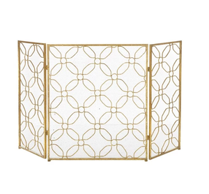 แผ่นกั้นไฟแบบวินเทจตาข่ายลายขนนกยูงแผงกั้นเตาผิงทำจากเหล็กแบบเดี่ยว - Product Image 2