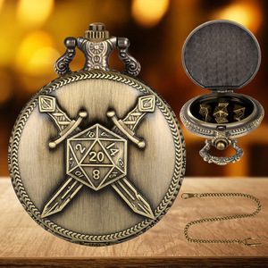 Orologio da Tasca Maxmax con Dadi Nascosti, in Metallo e Acrilico, Oro e Argento, per Dungeons and Dragons, Giochi di Ruolo e da Tavolo, Mini Dadi - Product Image 2