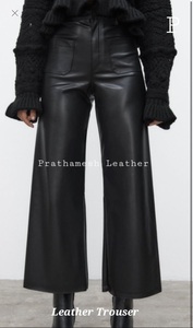 Pantalones de cuero superventas para mujer, pantalón de cuero genuino OEM, ropa de calle, ropa Formal informal para oficina, calidad de exportación elegante - Product Image 5