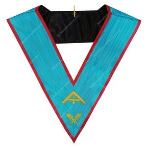 MASONIC REGALIA BLUE LODGE ASSR MUSIC MASTER OFICIAL COLLAR FREEMASON COLLAR BORDADO A MANO - Product Image 4