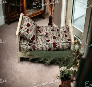 Pasgeboren Fotografie Bed Pasgeboren Fotografie Rekwisieten Hout Gekleed Blokhut Twijg Bed Poppenhuis Miniatuur Fotografie Accessoires