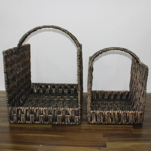 Artex Dong Thap Handcrafted Woven Water Hyacinth Rustic Eco-Friendly Storage <b>Basket</b> Set Sturdy <b>Fireplace</b> Accessories - Product Image 2