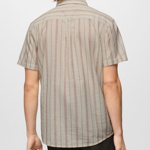 Camisas de Lino y Algodón para Hombre, Camisa de Manga Corta a Rayas, Blusa Informal de Verano, Camisa con Botones Personalizada, Ropa Sostenible - Product Image 5